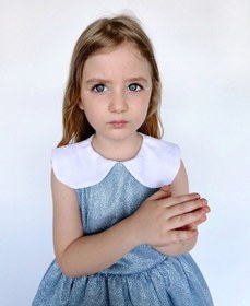 Resim Linola Baby Kids Shiny Simli Bebe Yakalı Çocuk Elbisesi Mavi 
