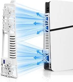 Resim NANANINO PS5 Slim Konsol için Soğutma Fanı, 3 Yüksek Hızlı Fanlı Soğutucu Aksesuarları, LED Işıklı Sessiz Soğutma Sistemi ve PS5 Slim Digital & Discs Edition için USB 3.0 Bağlantı Noktası - Beyaz 