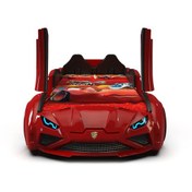 Resim Lambo - Kapılı, Koltuklu Arabalı Yatak, Premium, Kırmızı Tek Kişilik 