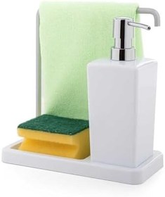 Resim Luna Mutfak Sıvı Sabunluk, Beyaz, 420ml, Bez Askılı, 21x9.5x20 cm 