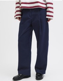 Resim Jack & Jones Kadin Pileli Barrel Fit Kesim Pantolo - Maddy - 12282465 Maritime Blue 