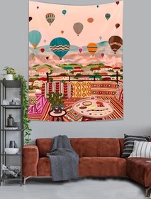Resim Pelangi Kapadokya Leke Tutmaz Kumaş Duvar Örtüsü Duvar Halısı Tapestry PNTR289, 35 x 50 