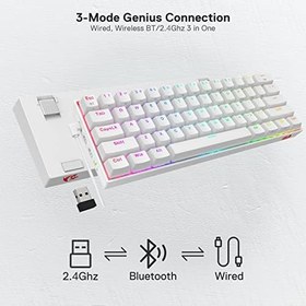 Resim Redragon K530 Draconic Red Switch %60 Compact Kablosuz RGB Mekanik Oyuncu Klavye 