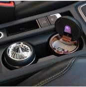 Resim Premium Lüks Gümüş Araç İçi Küllük - Işıklı Otomatik Kapaklı - 1 Adet 