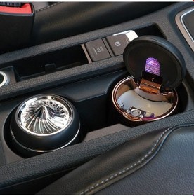 Resim Premium Lüks Gümüş Araç İçi Küllük - Işıklı Otomatik Kapaklı - 1 Adet 