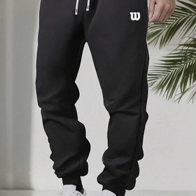 Resim Erkekler için Büyük Beden Polar Astarlı Jogger Pantolonlar W Harfi Baskılı - Rahat, Esnek Atletik Eşofman Altı Sonbahar/Kış için, BÜYÜK BEDEN 