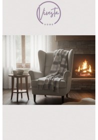 Resim Yumuşacık Scotch Battaniye 150 200 Cm Sıcak, Şık Ve Konforlu Tasarım Krem-gri 