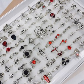 Resim 20 Parça Gotik Punk Takı Seti Kadınlar İçin - Kafa, Örümcek ve Gül Desenli Karanlık Fantazi Alaşım Yüzükler - Günlük ve Parti Kullanımı için Cesur Aksesuarlar, Sevgililer Günü Hediyesi, Yıl Boyu Şık Tasarımlar (Rastgele Karışık Stiller, Pil Gerekmez) 