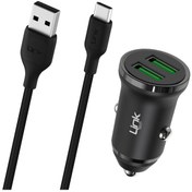Resim Linktech C483e 12w 2x Usb + Type-c Usb Kablo Araç İçi Şarj Aleti Set Siyah 