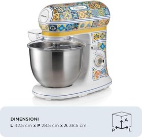Resim Ariete Positano Mutfak Şefi 1588/0P - 1200 Watt Stand Mikser, Hamur Yoğurma Makinesi, 2400 Watt'a Ulaşan Kilitli Motor, Paslanmaz Çelik 5,5 Litre Hazne, 3 Farklı Hazne İçi Aparat 