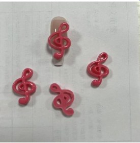 Resim 10 Adet Pembe Mor Reçine Katı Içi Boş Müzik Notasyonu Aksesuarları Nota Uzun Nail Art Önemsiz Telefon Kılıfı Dekorasyon Charm Şarap Kırmızı 