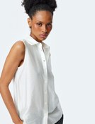 Resim Klasik Yaka Viskon Kolsuz Gömlek 