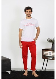 Resim Akbeniz Erkek Kısa Kol Penye Beyaz Pijama Takımı 6846-Beyaz 
