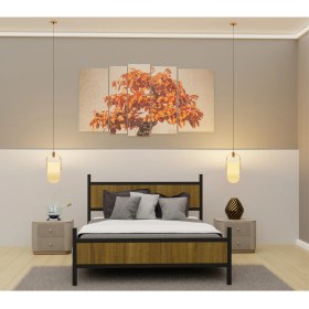 Resim GM 305 MODERN ÇİFT KİŞİLİK AHŞAP METAL SİYAH ATLANTİK ÇAM KARYOLA 140X190 