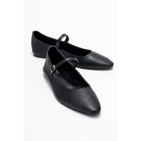 Resim Lunaıre Siyah Hakiki Deri Tek Bantlı Sivri Burun Kadın Babet Ayakkabı Siyah 