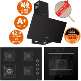 Resim Ferre FlowArt&SilentArt MIU Sessiz Siyah Ankastre Set ( D086-SA + QBL62CS + SC405-WFA Wok ) 