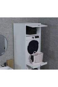 Resim Alfimo Mobilya Çamaşır - Kurutma Makinesi Dolabı Kapaksız BEYAZ 