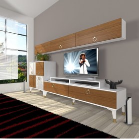 Resim Decoraktiv Ekoflex 8 Mdf Gold Tv Ünitesi Tv Sehpası - Beyaz - Ceviz 