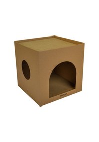 Resim Box 1 Cube Karton Kedi Tırmalama Doğal 
