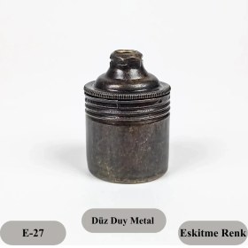 Resim Retro Vitrini Dekoratif E27 Metal Düz Eskitme Renk Duy (1 ADET) 