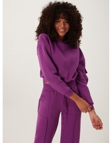 Resim Kadın Kapüşonlu 3 İplik Sweatshirt Mor 