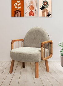 Resim Zem Tosca Bohem Berjer Natürel Ahşap, Sütlü Kahve 