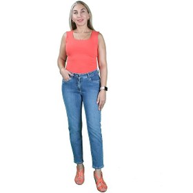 Resim Kadın Orta Mavi Mom Jeans Orta Mavi 