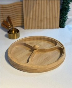 Resim Periboia Kapaklı 3 Bölmeli Bambu Çerezlik Çok Renkli 