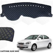 Resim caraks Accent Era Uyumlu Ön Göğüs Halısı Suni Deri 1. Kalite Siyah-mavi 