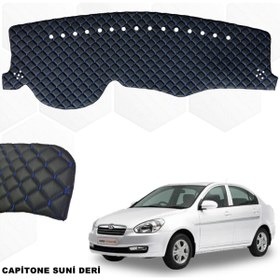 Resim caraks Accent Era Uyumlu Ön Göğüs Halısı Suni Deri 1. Kalite Siyah-mavi 