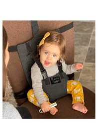 Resim Portatif Kumaş Mama Sandalyesi Taşınabilir Ayarlanabilir Siyah 