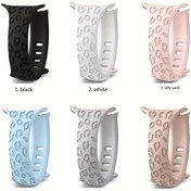 Resim For Apple Watch için Silikon Spor Bileklik, Leopar Desenli, Yumuşak Bilek Kayışı, Su Geçirmez Değil, Katlanır Toka, Çoklu Renkler, Pilsiz Yedek Spor Bileklik 