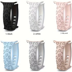 Resim For Apple Watch için Silikon Spor Bileklik, Leopar Desenli, Yumuşak Bilek Kayışı, Su Geçirmez Değil, Katlanır Toka, Çoklu Renkler, Pilsiz Yedek Spor Bileklik 