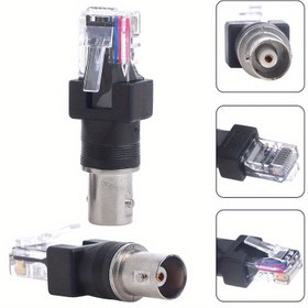 Resim 1 Adet Yüksek Kaliteli Siyah BNC Dişi Jack'ten RJ45 Erkek Fiş'e RF Adaptör Koaksiyel Konnektör 