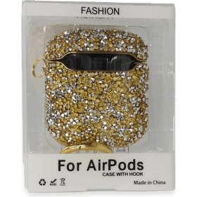 Resim Apple Airpods 2 (2.nesil) Mira Taşlı Kılıf - Gold 