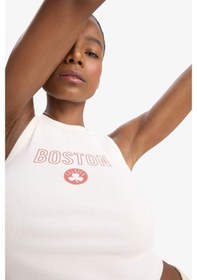 Resim DeFactoFit NBA Boston Celtics Crop Top Bisiklet Yaka Fitilli Kaşkorse Sporcu Atlet D8802AX25SPER105 