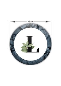 Resim Decorita Cam Kesme Tahtası - Cam Kesme Tablası - Harfli Tasarım L Çap 32 CM 