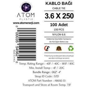Resim Kablo Bağı 3.6 X 250 Plastik Cırt Kelepçe Kablo Düzenleyici Cable Tie 