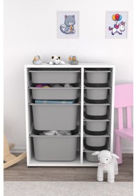 Resim Zen Çok Amaçlı Oyuncak Dolabı 10 Sepetli - Gri 2d2k6u Gri 