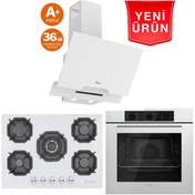 Resim Ferre & Eminçelik SilenArt Beyaz Ankastre Set (QBL62CB + EMİNÇELİK 22 386 5 Gözlü + D064-SA 36Db.) 