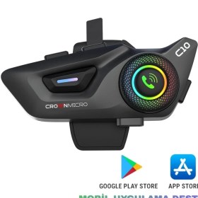 Resim Crown Micro Crown C10 Motosiklet Kask Bluetooth Kulaklık Seti - Mobil Uygulama Destekli - Intercom / Interkom - Buff Hediyeli 