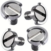 Resim Tripod Ball Head için Hızlı Çıkarma Plakası Vidaları, DSLR/Aynasız/Aksiyon Kamera Aksesuarları için Evrensel 1/4 İnç Dişli Kamera Vidası - 4'lü Paslanmaz Çelik Kamera Vidaları 