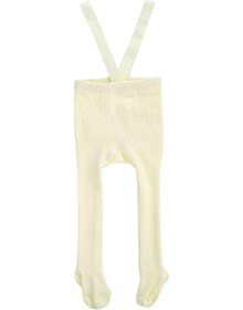 Resim Beyaz Yenidoğan Bebek Askı Genel Külotlu Düz Renk Yüksek Bel Nervürlü Örgü Tayt Bebek İlkbahar Sonbahar Tek Parça Tayt 1-2 Yaş Beyaz 