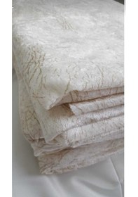 Resim İpek Kadife Damarlı Desen Süngerli Koltuk Çekyat Örtüsü Krem 