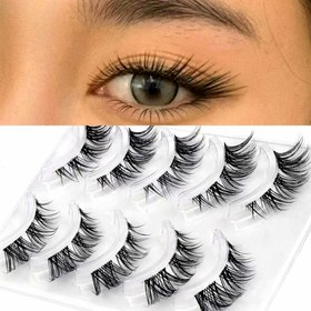 Resim 5 Çift Eğimli Kedi Gözü Sahte Kirpik - Şeffaf Bantlı Yeniden Kullanılabilir Kirpikler, Partiler, Cosplay ve Günlük Giyim için 0.07mm İnce Hacimli Kirpikler (6-15mm) 