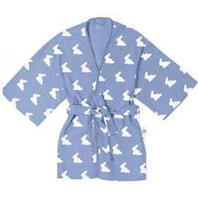 Resim Müslin Çocuk Kimono Bornoz - Mono Lapin Royal Blue - 4 Yaş 