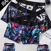 Resim Erkeklerin Şık Boksçuluk İç Çamaşırı - Rastgele 1/4 adet, Rahat Elastikiyet, Polyester ve Spandex'in Nefes Alabilen Karışımı, Şeffaf Olmayan, Benzersiz Baskı Tasarımı ile. 