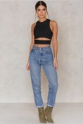 Resim clubsodafashion Viskon Göbek Detay Crop Top Bluz 