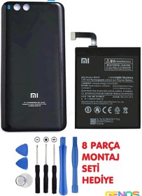 Resim Genos Xiaomi Mi 6 Arka Batarya Pil Kapağı (cam) + Xiaomi 6 Mi6 Pil Batarya Bm39 + Montaj Set Siyah 