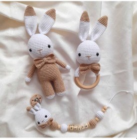 Resim El Örgüsü Amigurumi Tavşan Seti 3'lü 